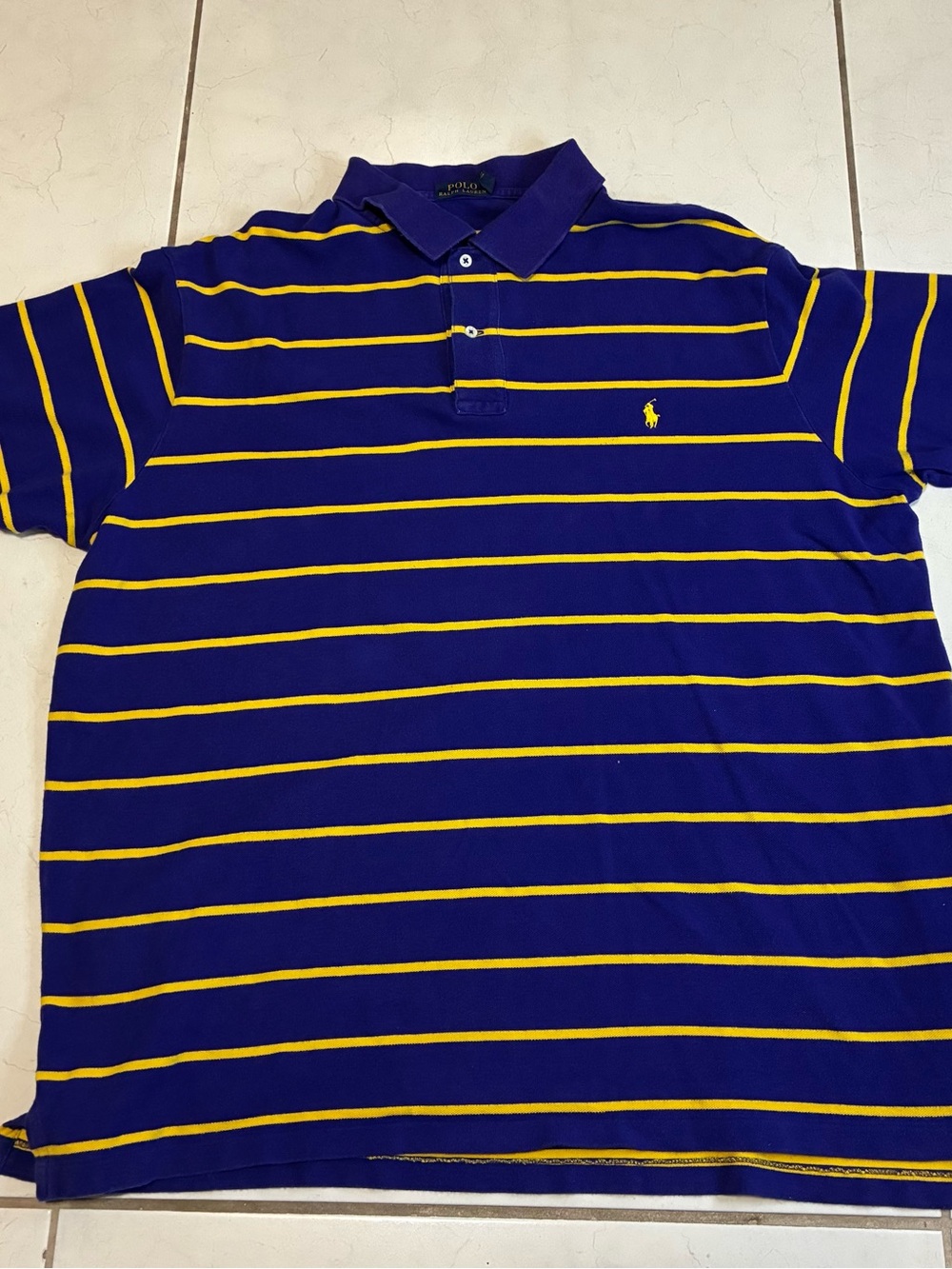 Polo Ralph Lauren Polo Shirt Mens 3XL Purple Yellow Classic Fit Striped Cotton